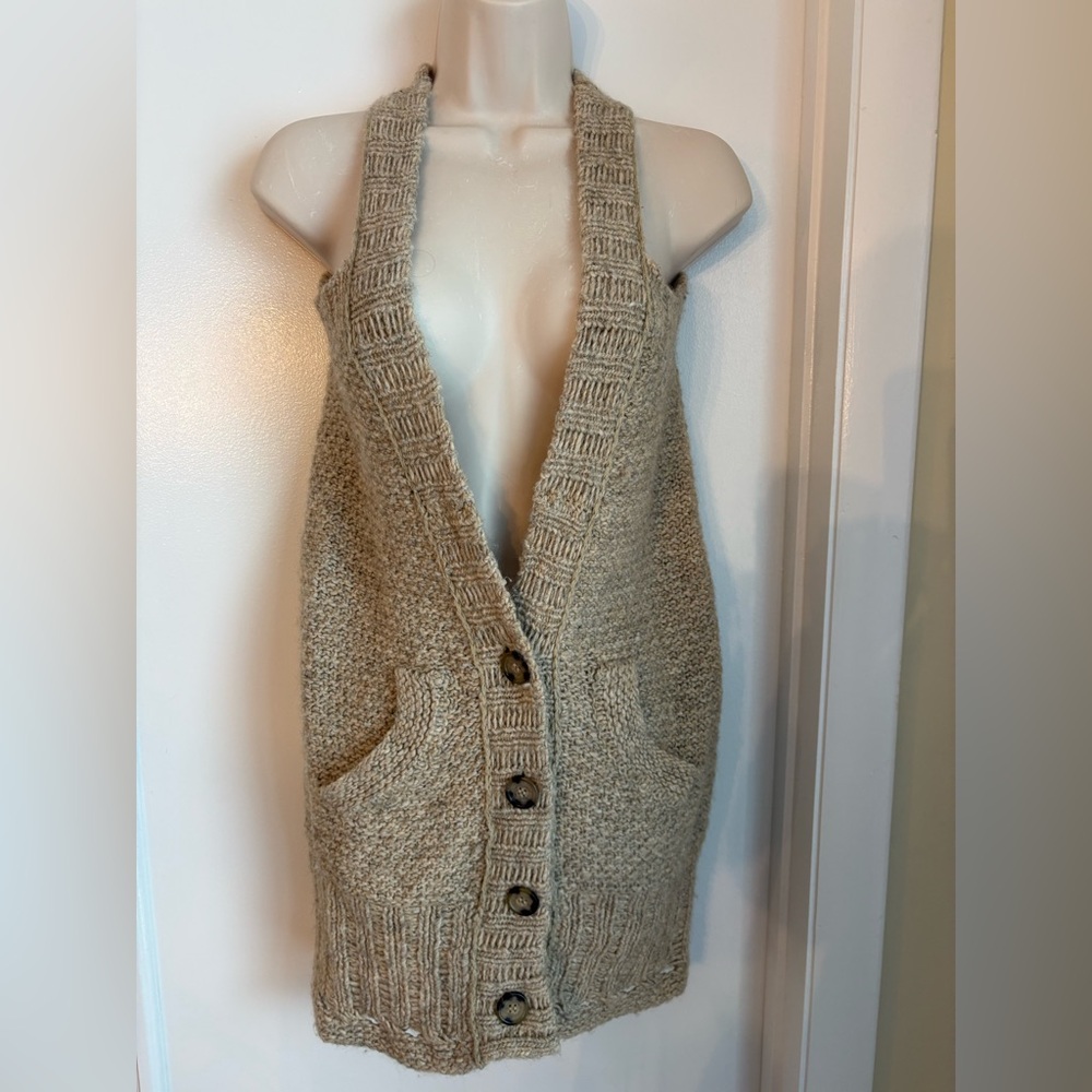 Free People Tan V-Neck Sweater Vest